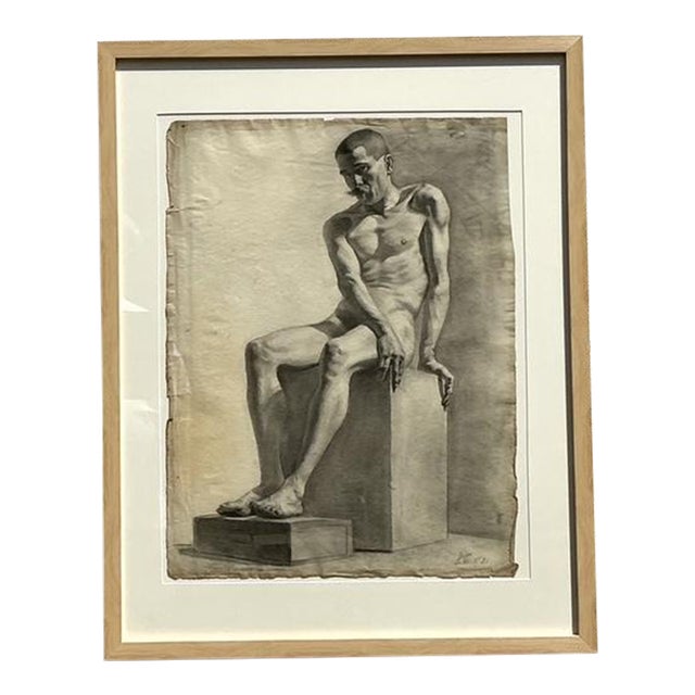 Vintage 1930s Original Pencil Sketch of Man For Sale