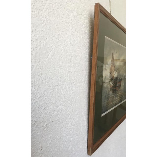 Konstantinos Sofianopoulos, Voiliers au Bord d'une île des Cyclades dans la Mer d'Égée, Watercolor on Paper, Framed For Sale - Image 6 of 8