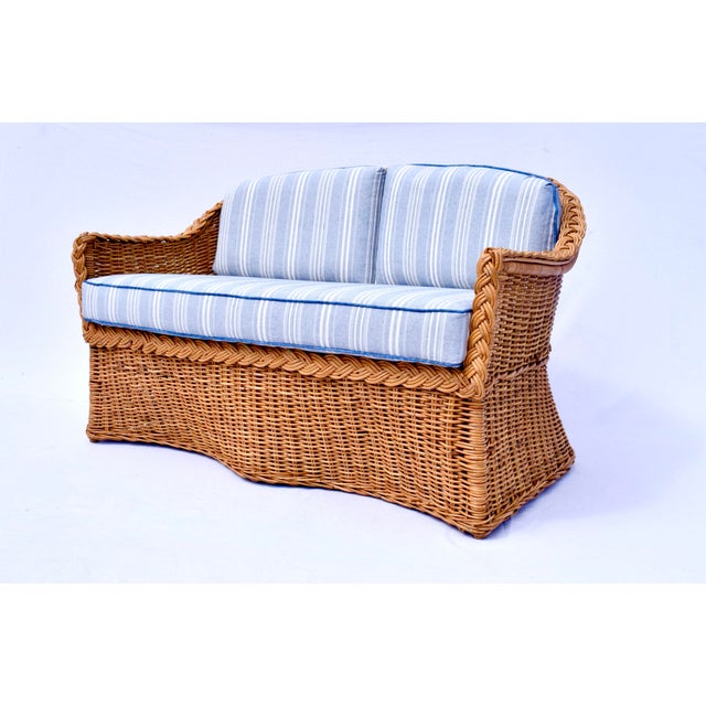 Michael Taylor Michael Taylor Wicker Loveseat Sofa For Sale - Image 4 of 11