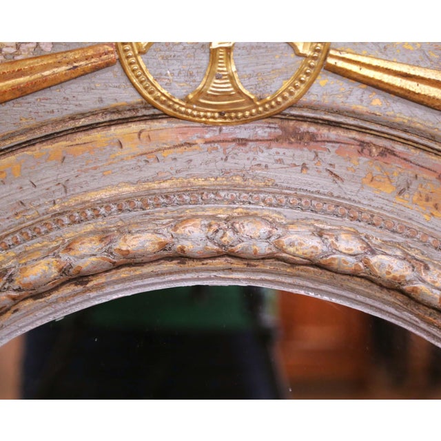 Wood Pair of Early 20th Century French Louis XVI Revival Painted Wall Trumeau Mirrors For Sale - Image 7 of 10