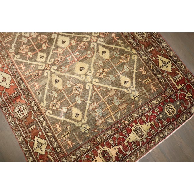 Early 20th Century 20th Century Antique Zabihi Collection Persian Heriz Rug - 4'4" x 5'7" For Sale - Image 5 of 11
