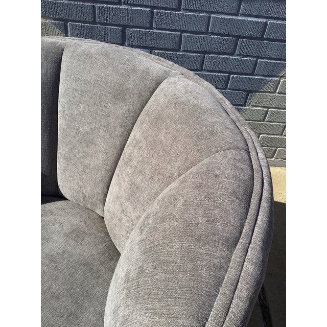 Mid 20th Century Art Deco, Mid-Century Modern Channeled Back Swivel Chair, Fresh Upholstery For Sale - Image 5 of 10