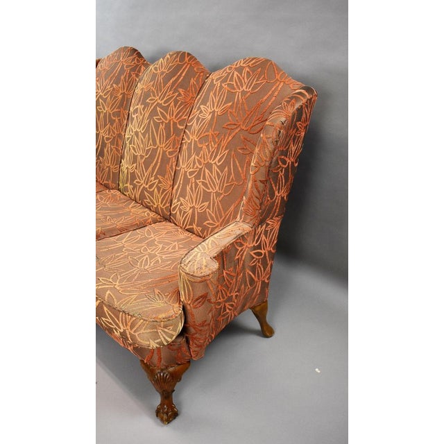 Queen Anne Walnut Three Seat Sofa, 1930 For Sale - Image 4 of 7