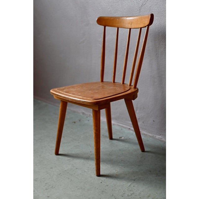 Wood Vintage Wooden Childrens Chair with Slatted Legs and Compass Design, 1960s For Sale - Image 7 of 10