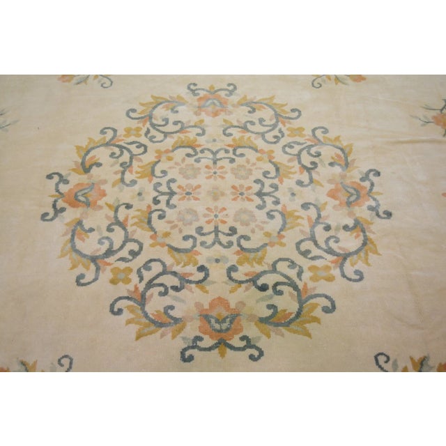 Art Deco Vintage Chinese Art Deco Hand Knotted Wool Rug, For Sale - Image 3 of 7