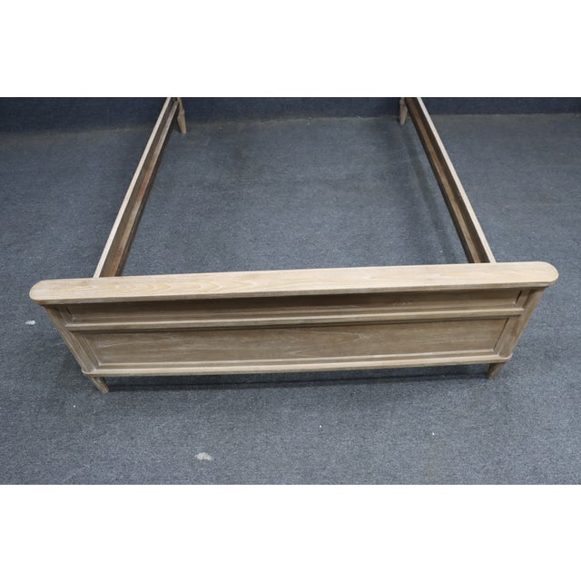 Contemporary Whitewashed Oak Queen Panel Bed Frame For Sale - Image 14 of 14
