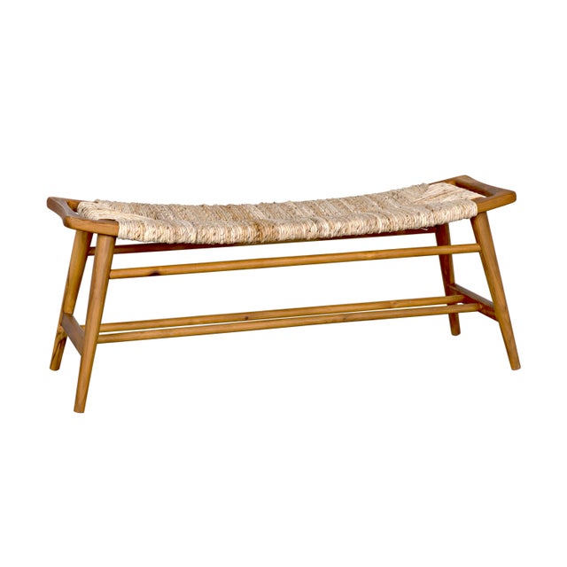 Wood NOIR Stockholm Bench with Woven Seagrass For Sale - Image 7 of 8