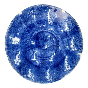 Antique Stangl Pottery Spongeware Plate – Caughley Blue & White Pattern, American Folk Art