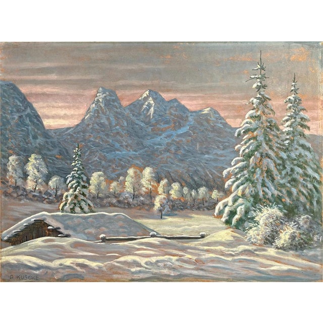Alfred Kusche, Snowy Landscape, 1920s, Oil on Board For Sale - Image 11 of 16