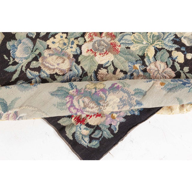 1920s English Needlepoint Rug with Floral Medallion Design For Sale - Image 4 of 6
