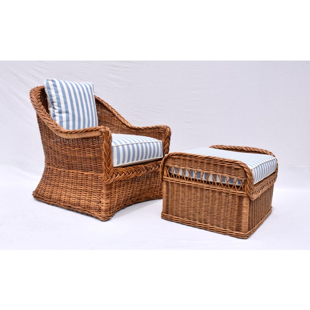 Chestnut 1980s Italian Wicker Works Braided Rattan Seating Set, 3 Pieces For Sale - Image 8 of 11