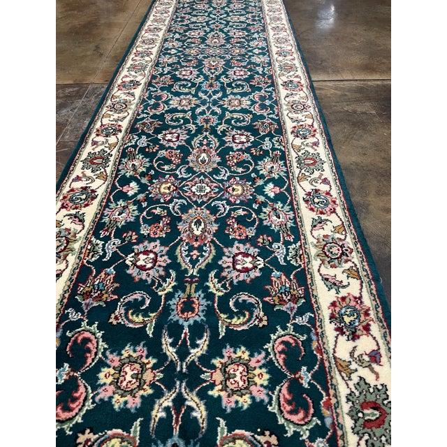 Traditional 1990s Handwoven Persian Design Indian Rug - 2'6" X 16'8" For Sale - Image 3 of 6