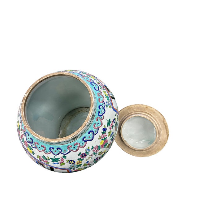 Chinese Large Famille Rose Color Graphic Porcelain General Temple Jar For Sale - Image 4 of 9