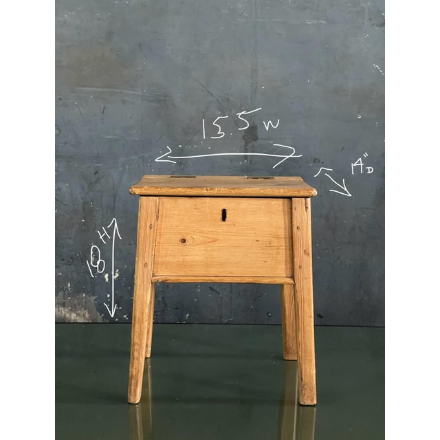 19th Century English Pine Stool With Storage For Sale - Image 6 of 8