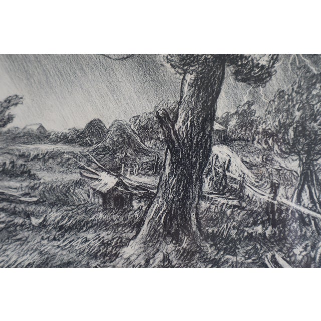 Black 1931 Grant Tyson Reynard Signed Lithograph “Wind and Rain,” Framed For Sale - Image 8 of 15