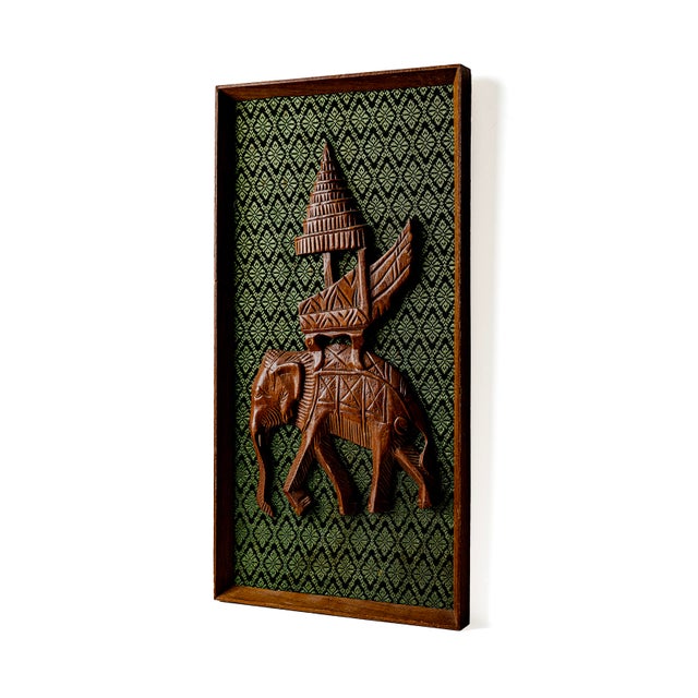 Vintage Thai Teak Wood Wall Hangings Featuring Elephants For Sale - Image 4 of 11