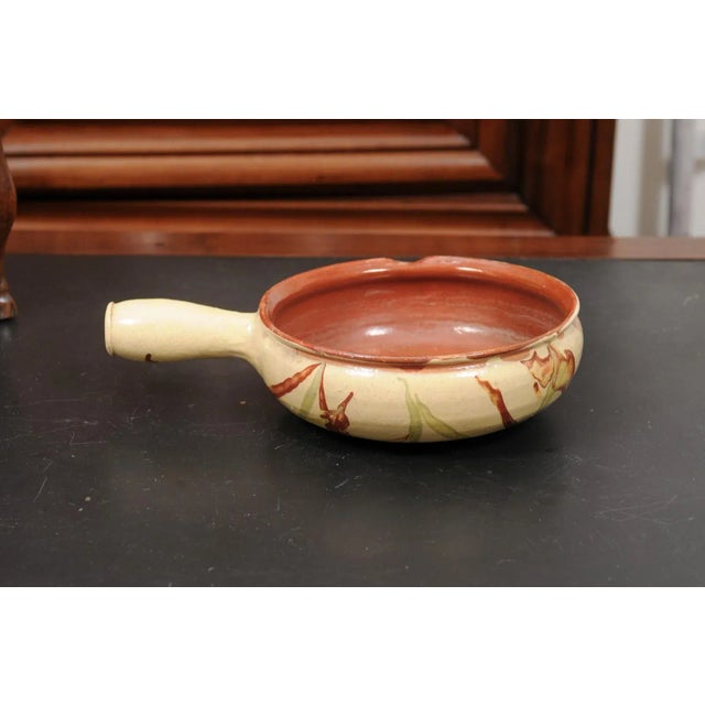 Mid 19th Century French 19th Century Glazed Pottery Serving Dish with Terracotta and Gold Glaze For Sale - Image 5 of 12