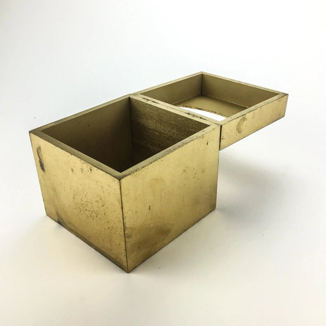 Contemporary Vintage Italy Gold Metallic Gilded Wood Tissue Box Cover For Sale - Image 3 of 10