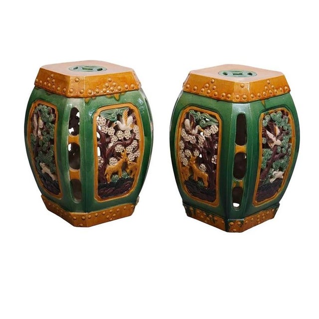 1960s Pair of Terra Cotta Garden Seats / Plant Stands For Sale - Image 4 of 8