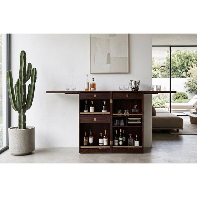 Exceptional Danish vintage captains bar designed by Reno Wahl Iversen for Dyrlund in the 1960s. Beautifully crafted with...