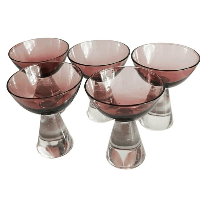 Purple Vintage Art Deco Glass Carafe and Glasses in Mulberry Purple, 1950s, Set of 6 For Sale - Image 8 of 14