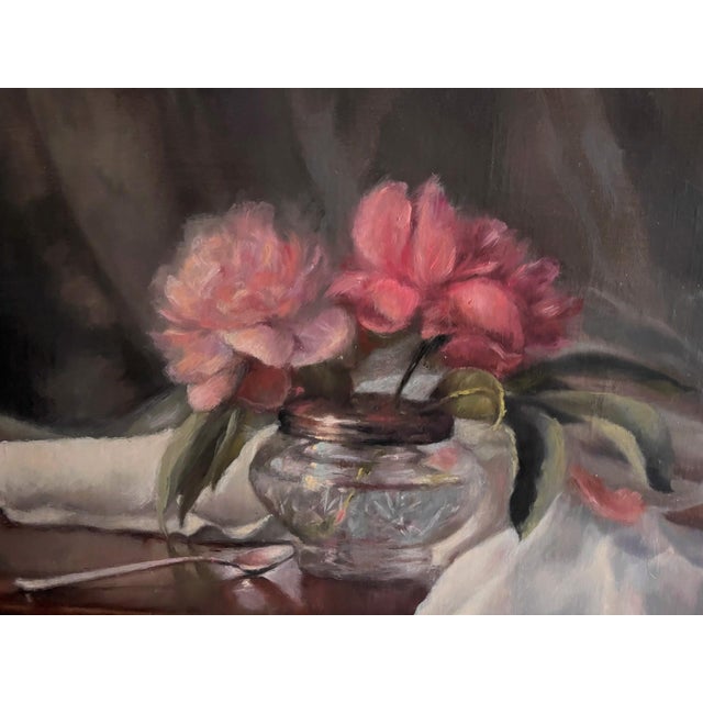 Realism Cut Glass III by Marsha Whitesides Piper | Oil on Linen Panel Still life with flowers and a cup For Sale - Image 3 of 4