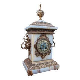 19th Century Pendulum Clock with Onyx Cornac For Sale