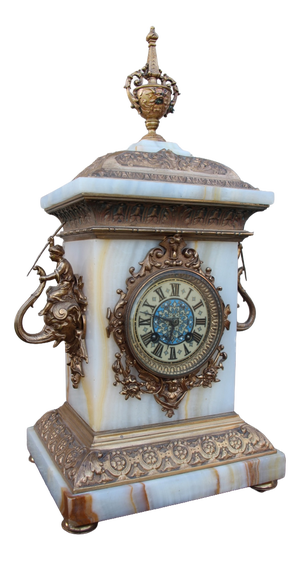 19th Century Pendulum Clock with Onyx Cornac