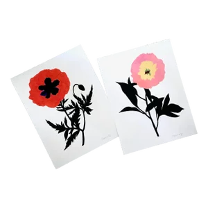 Set of Two Floral Cameo Fine Art Giclee Prints by Neicy Frey