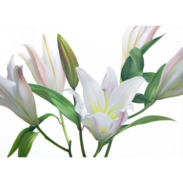 White Beauties - Oil on Canvas - Large Modern Floral For Sale