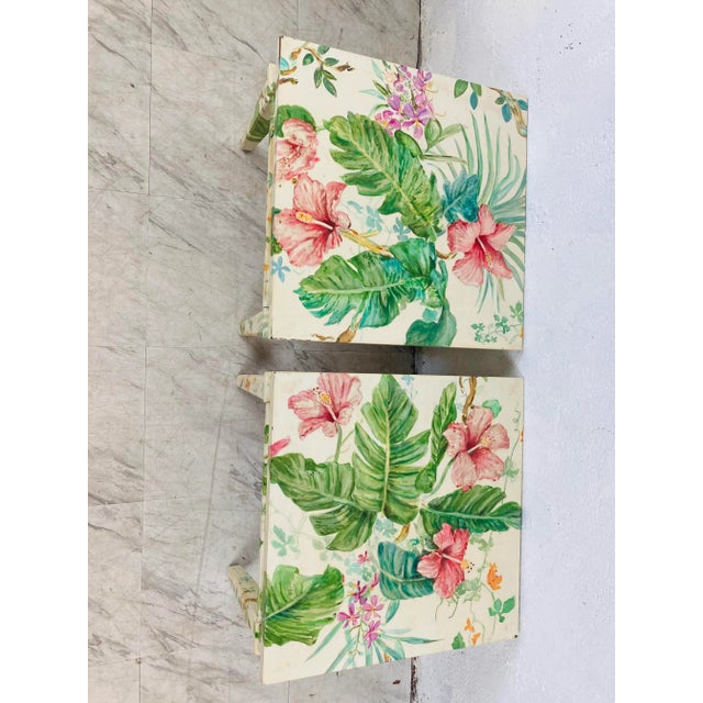 1970s Palm Beach Style Hand Painted Side Tables, a Pair For Sale - Image 5 of 10