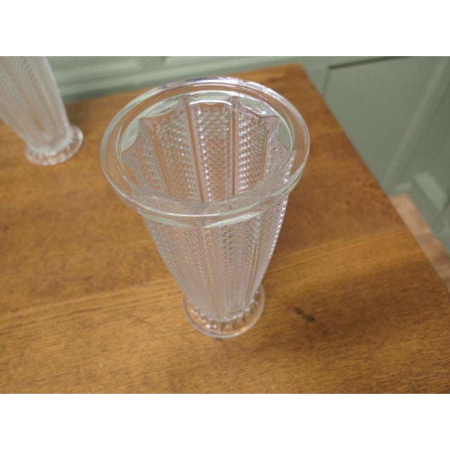Large French Art Deco Glass Vases, 1960, Set of 2 For Sale - Image 4 of 7