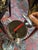 The vintage standing ashtray by BRA combines sleek stainless steel with rich leather detailing for a refined mid-century...