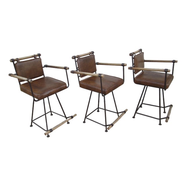 Mid 20th Century Cleo Baldon Style Swivel Counter Stools Mid Century Modern - Set of 3 For Sale