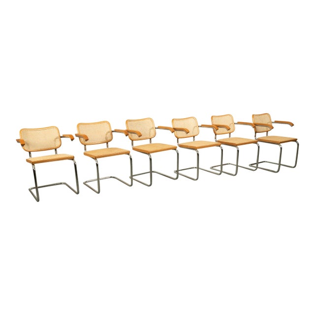 1970s 1973 Mid Century Modern Knoll International Marcel Breuer Cesca Chairs- Set of 6 For Sale - Image 5 of 12