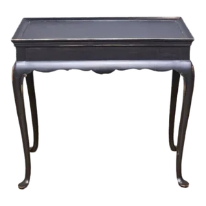 Drexel Black Painted Primitive Cherry Queen Anne Tea Table Early American Style