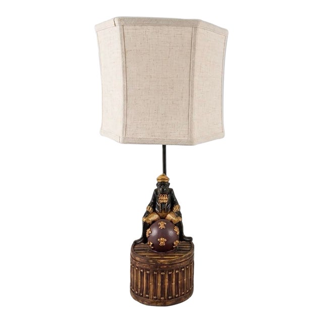 Vintage Maitland Smith Style Singerie Monkey Bellhop Table Lamp For Sale