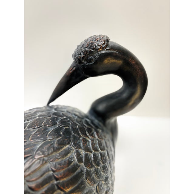 Vintage 1960s Black Ceramic Crane Bird Sculpture - Attributed to Enzo Alberton For Sale - Image 4 of 12