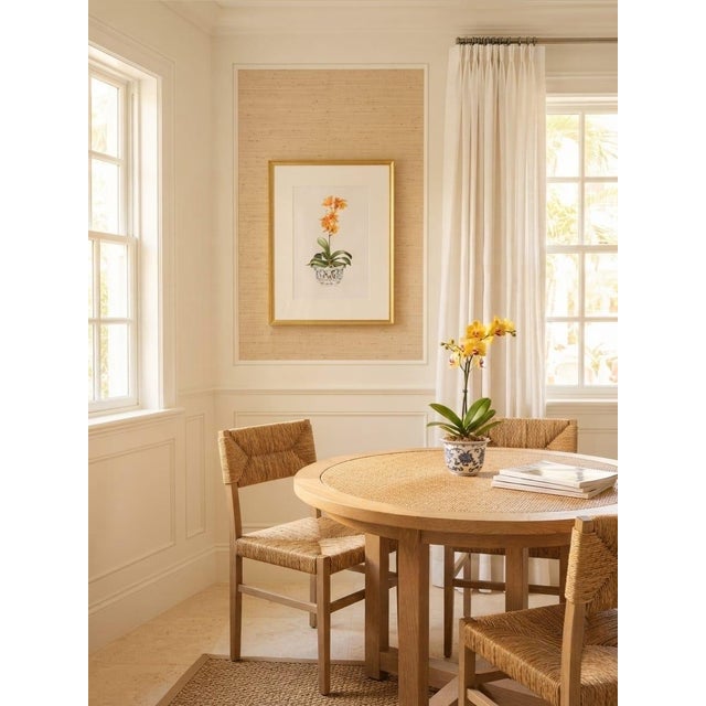 Vintage Framed Botanical Art Print: Orange Orchid in Chinoiserie Porcelain Planter For Sale - Image 11 of 12