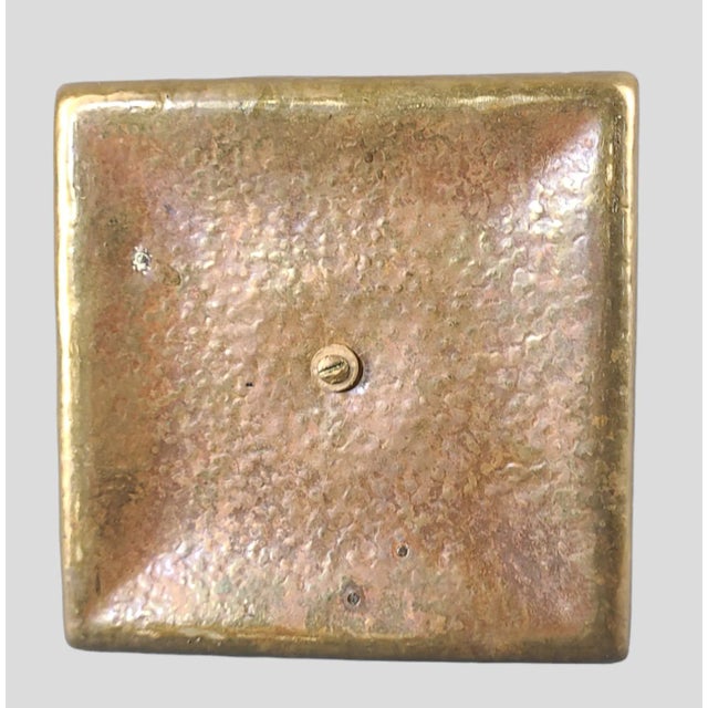 Antique Arts & Crafts Hand Hammered Bronze Butterfly Ladybug Floral Inkwell Trinket Tray For Sale - Image 4 of 7