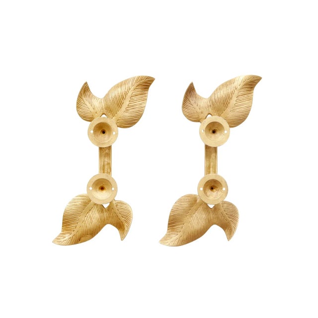 2020s Large Brass Leaf Handles - a Pair For Sale - Image 5 of 5