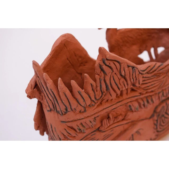 Studio Terracotta "Geese" Vase Sculpture Signed For Sale - Image 10 of 13