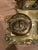 This is a beautiful antique double inkwell with a metal letter stand attached. The two inkwells are made of glass with...