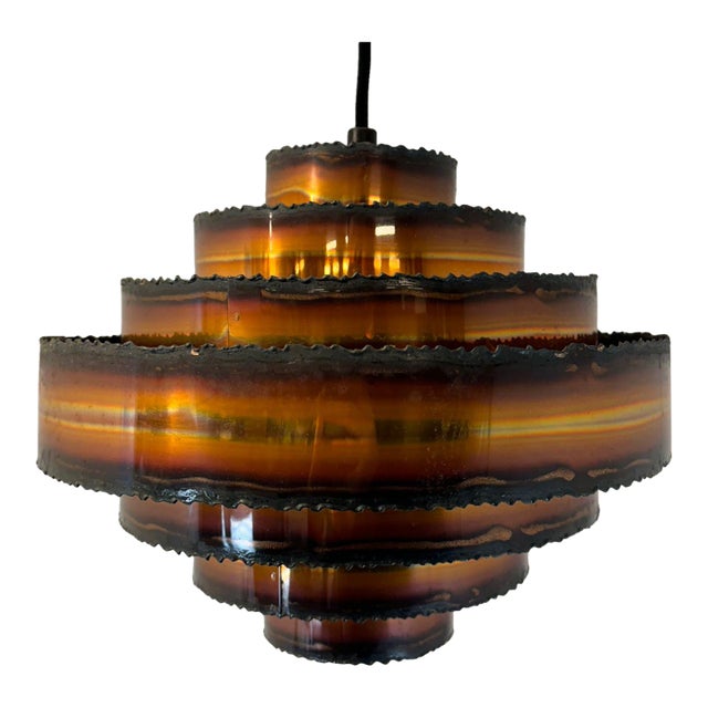 Holm-Sørensen & Pedersen Flamecut Copper Pendant Lamp Designed by Svend Aage Holm Sørensen For Sale