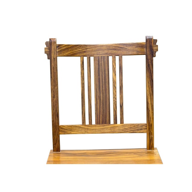 Wood Zen Oriental Straight Legs Bars Backrest Solid Wood Chair For Sale - Image 7 of 9
