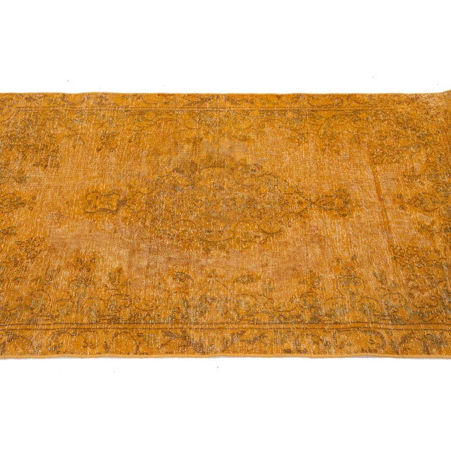 3 X 4 Orange Handmade Persian Overdyed Wool Rug With Medallion Motif For Sale - Image 4 of 8