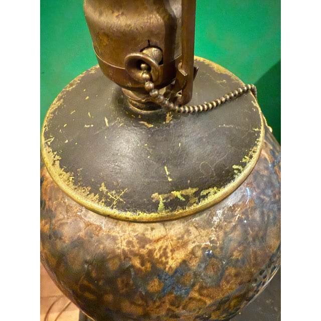 Brass 17th Century Persian Fritware Jar Mounted as Lamp For Sale - Image 8 of 12