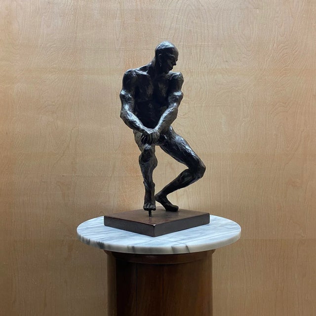 French Mid 20th Century Bronze Figure Seated Studio Sculpture For Sale In Los Angeles - Image 6 of 15