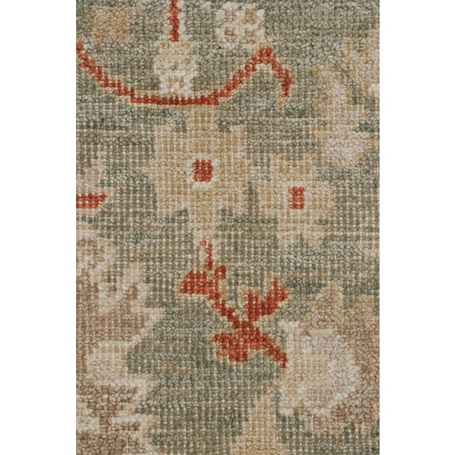 Rug & Kilim’s Oushak Style Rug in Beige-Brown, Green Floral Patterns For Sale In New York - Image 6 of 7
