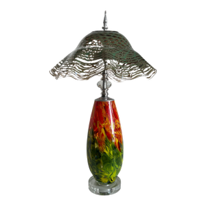 Art Glass Red Green Table Lamp